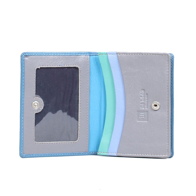 leather business card case blue