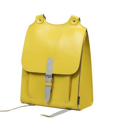 mustard yellow leather backpack
