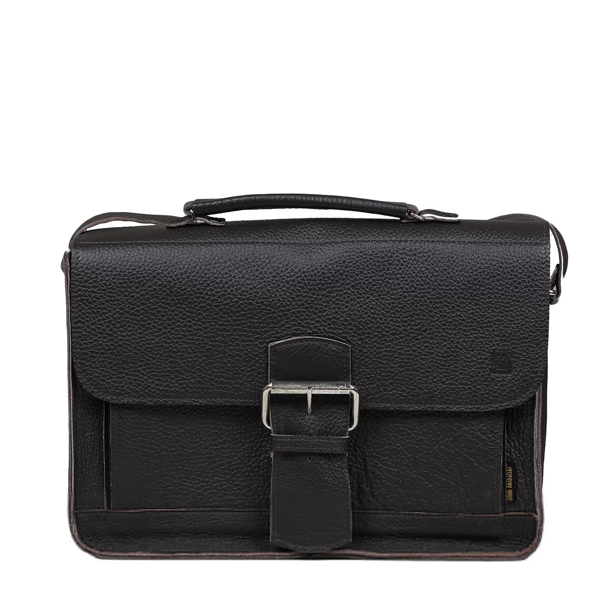 leather handbag and shoulder bag Boston with a divider black