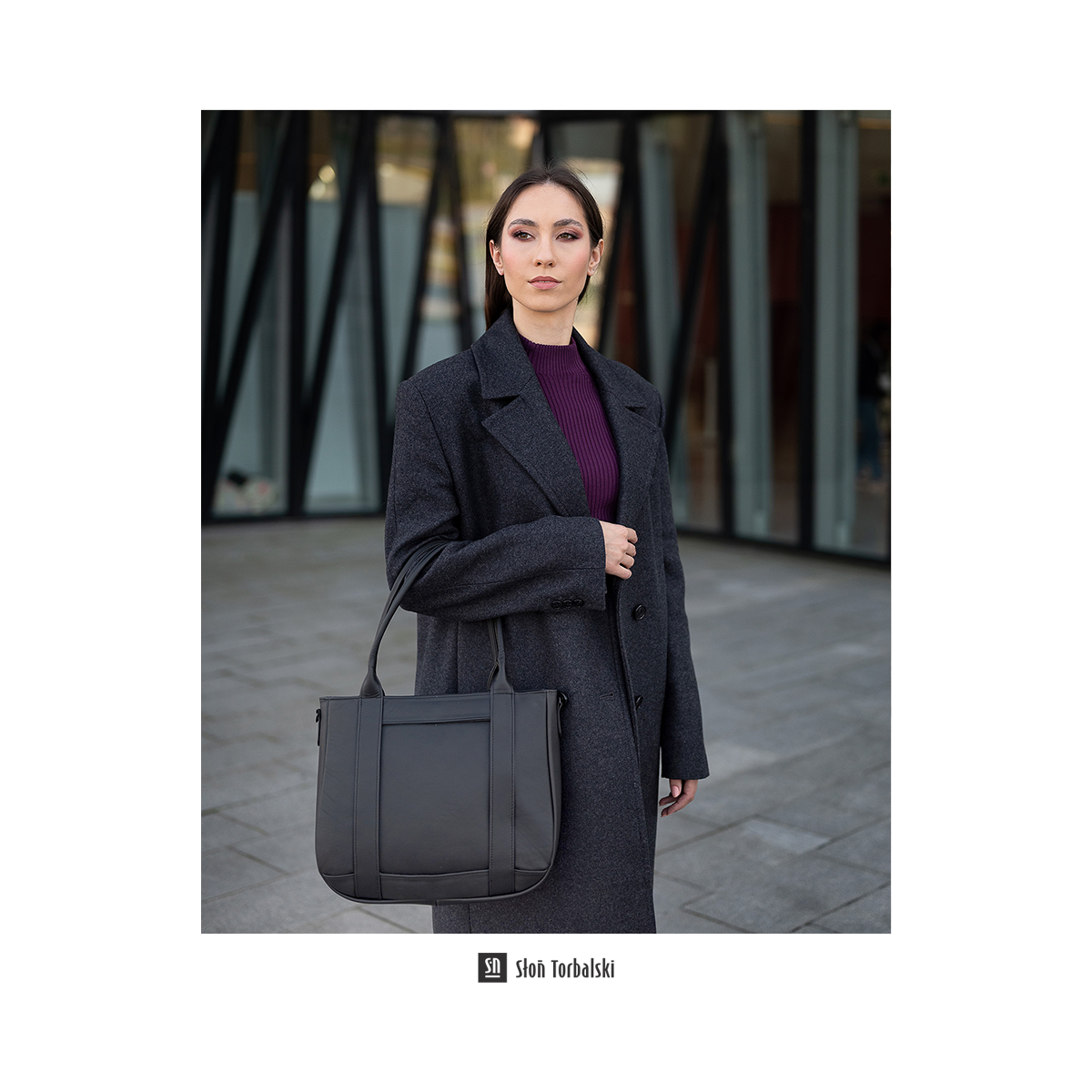 czarna torebka damska skórzana z wymienną wstawką shopper  Scarlett