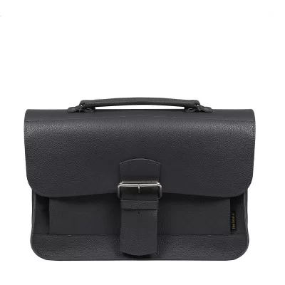 leather handbag and shoulder bag Boston with a divider black