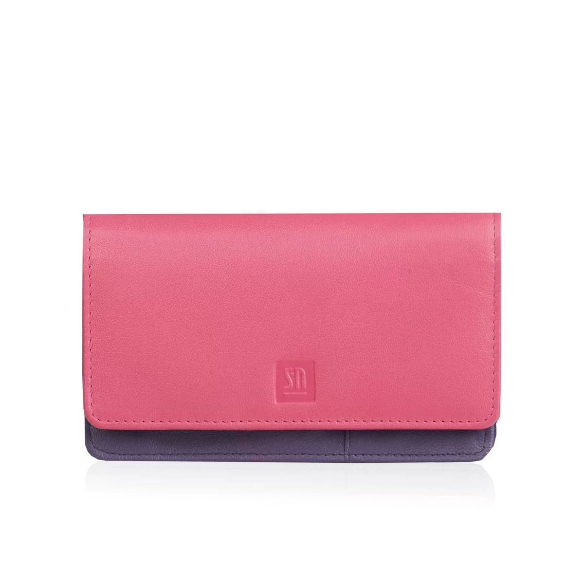 DuDu Large womens RFID blocking leather wallet Colorful - Mauve