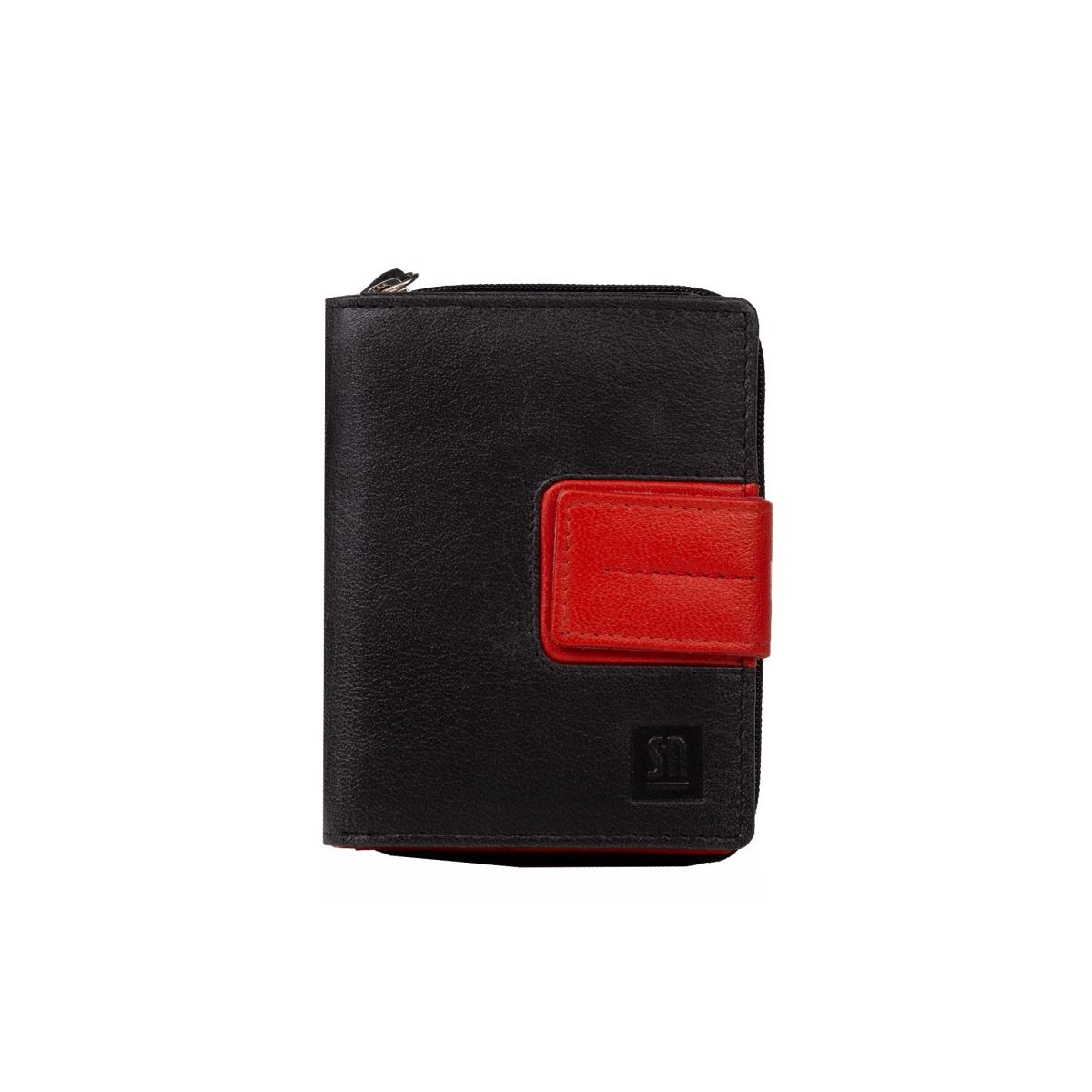 czarno-czerwony portfel skórzany damski