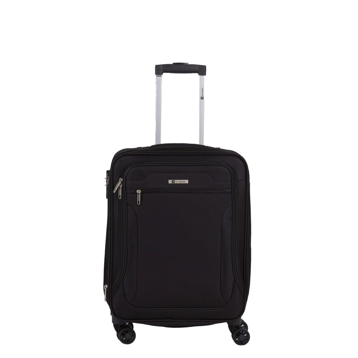 czarna walizka mała kabinowa materiałowa miękka 55 cm z poszerzeniem