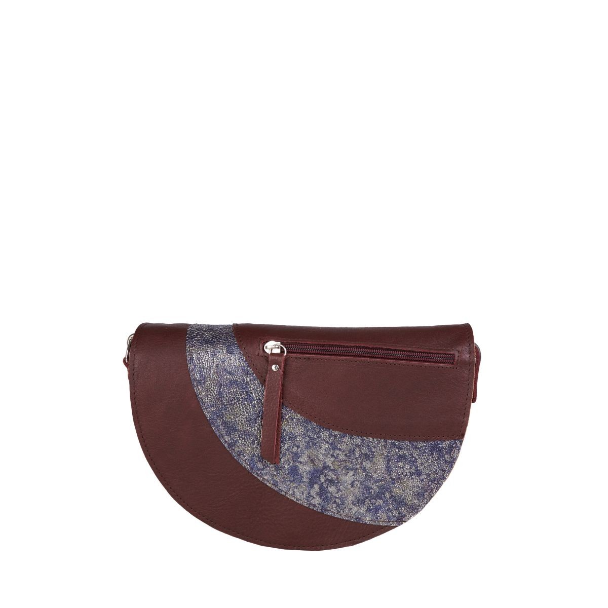 bordowa torebka skórzana półokrągła z funkcją nerki  Mała Mi