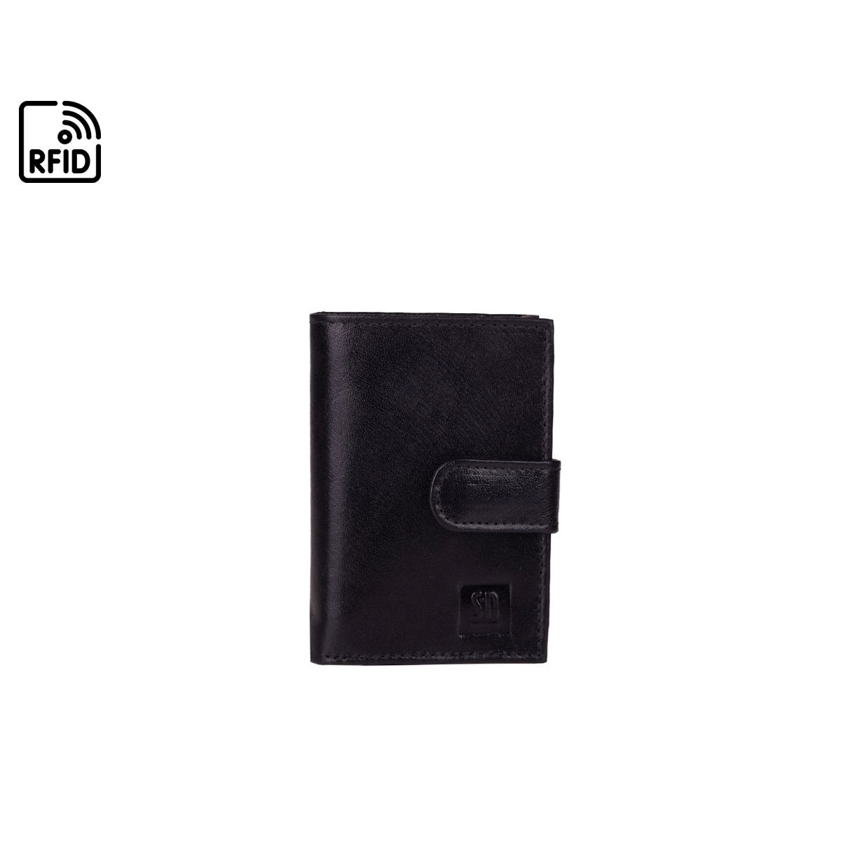 Czarny portfel skórzany na karty kredytowe Smart ONE