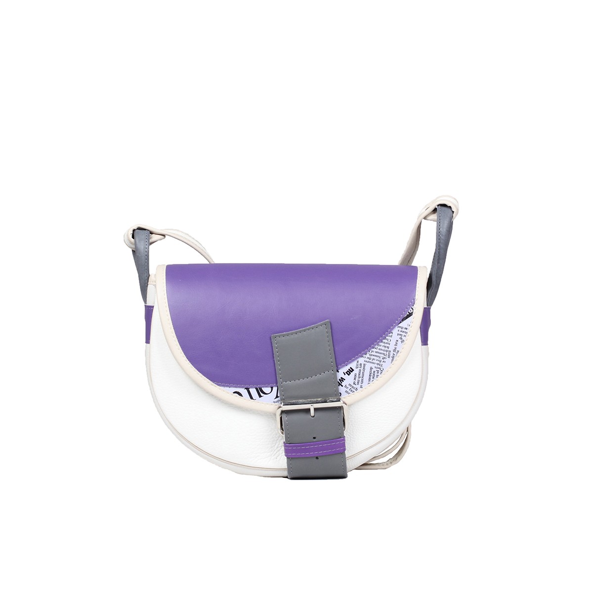 damska torebka listonoszka skórzana na ramię Freshman Mini biało-fioletowa