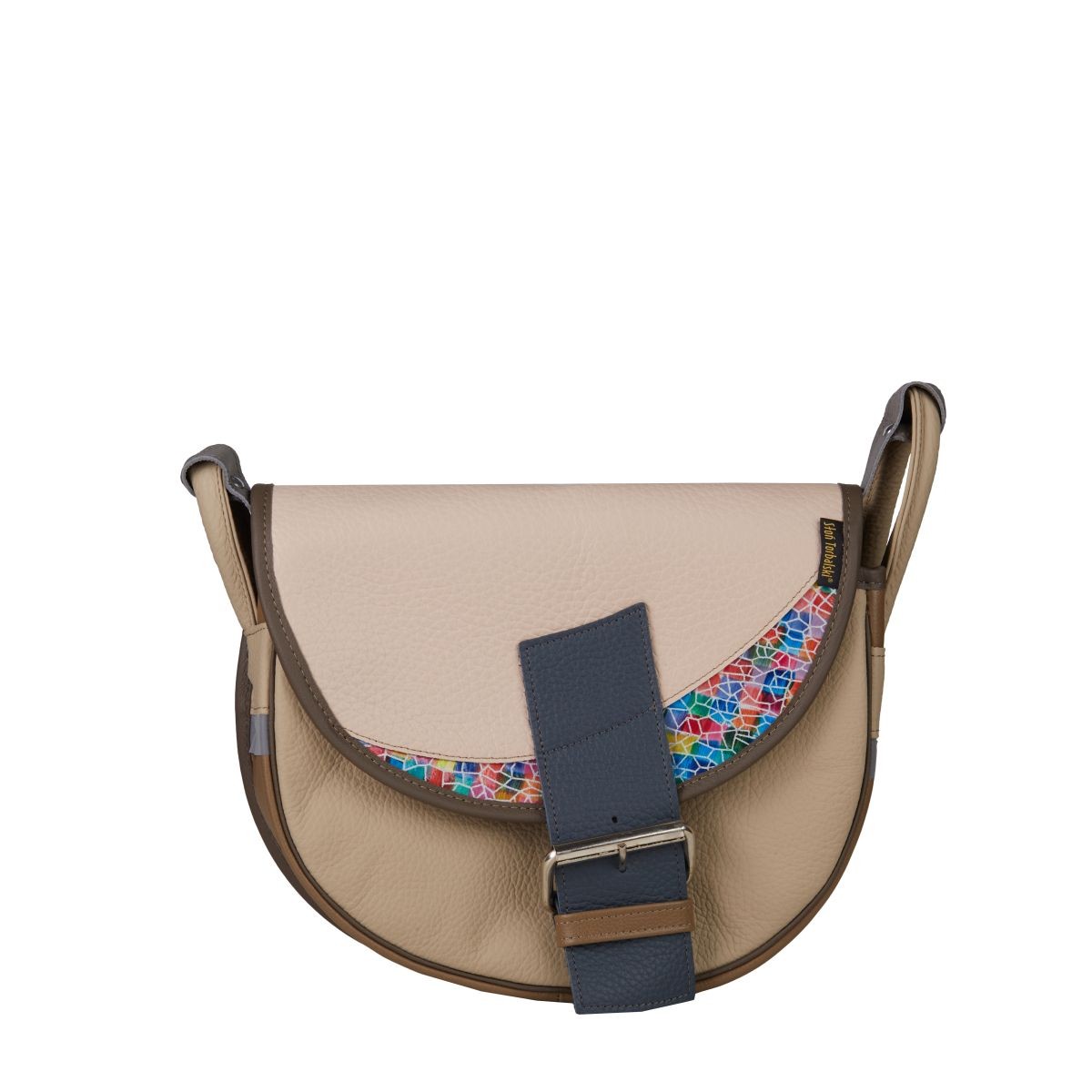 beżowa damska torebka listonoszka skórzana na ramię Freshman Mini