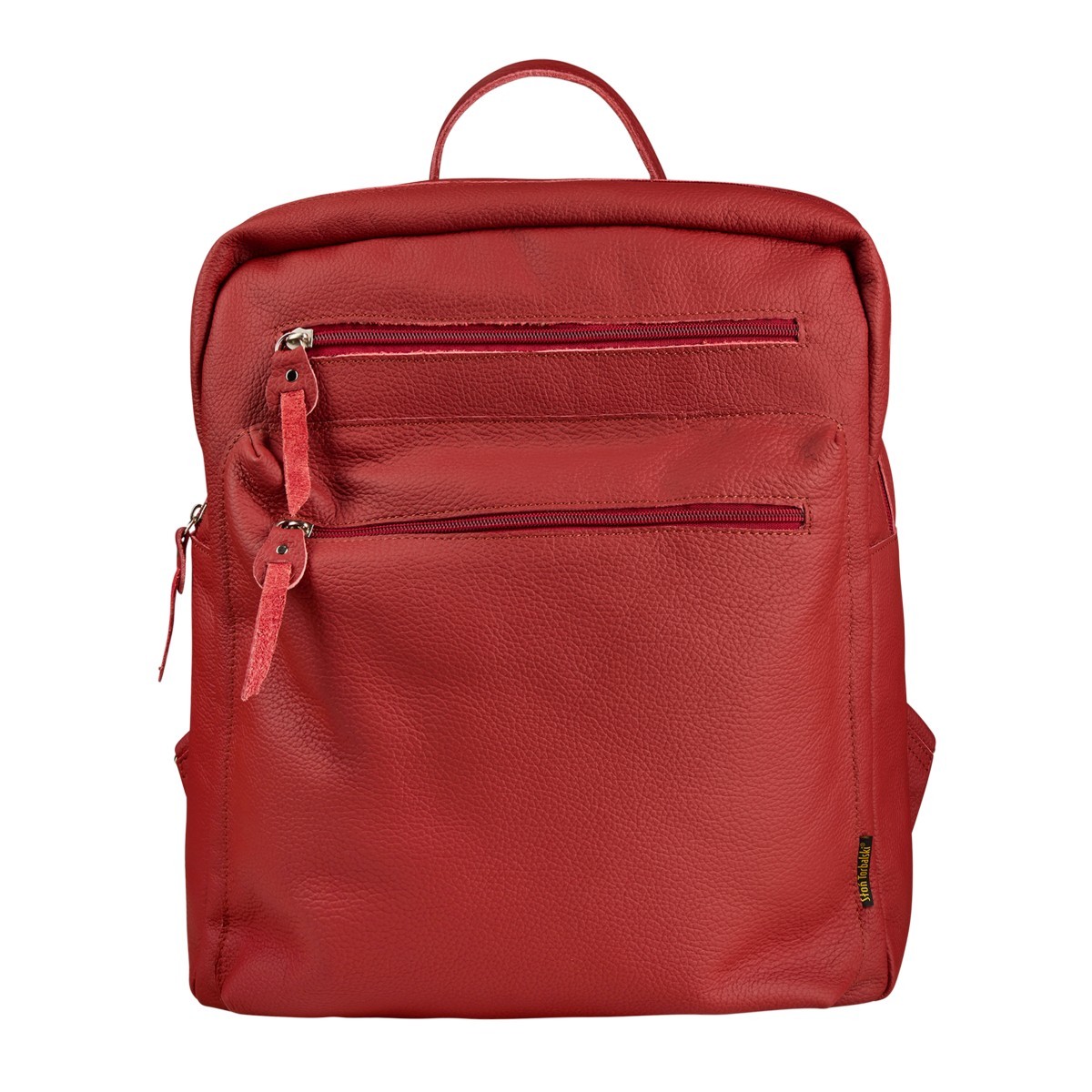 czerwony bezklapowy plecak skórzany Wisława