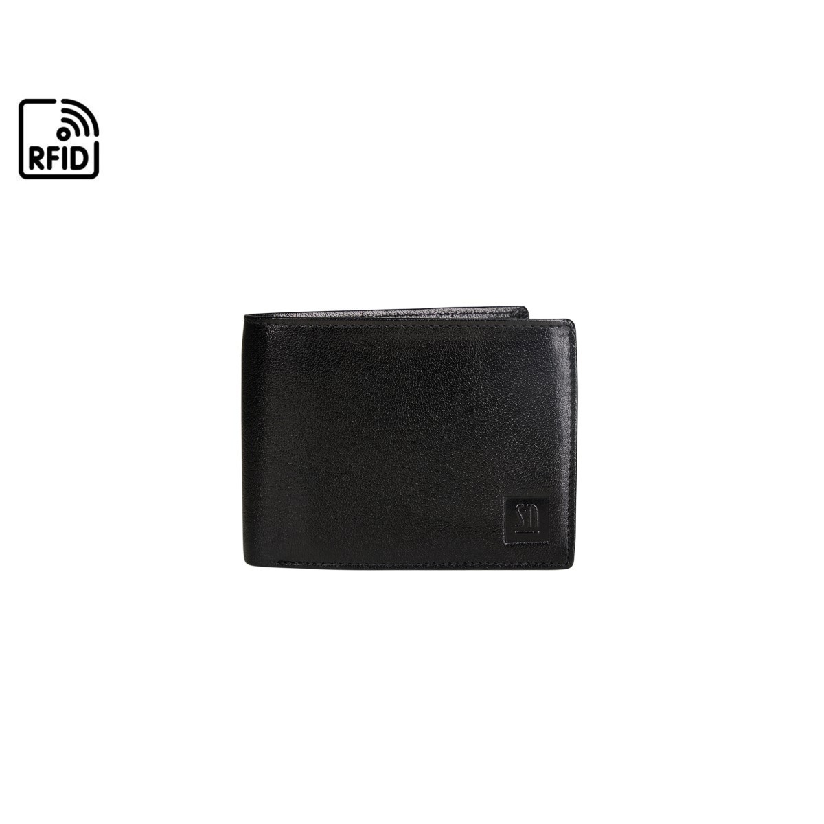 czarny skórzany portfel męski, elegancki i z ochroną RFID