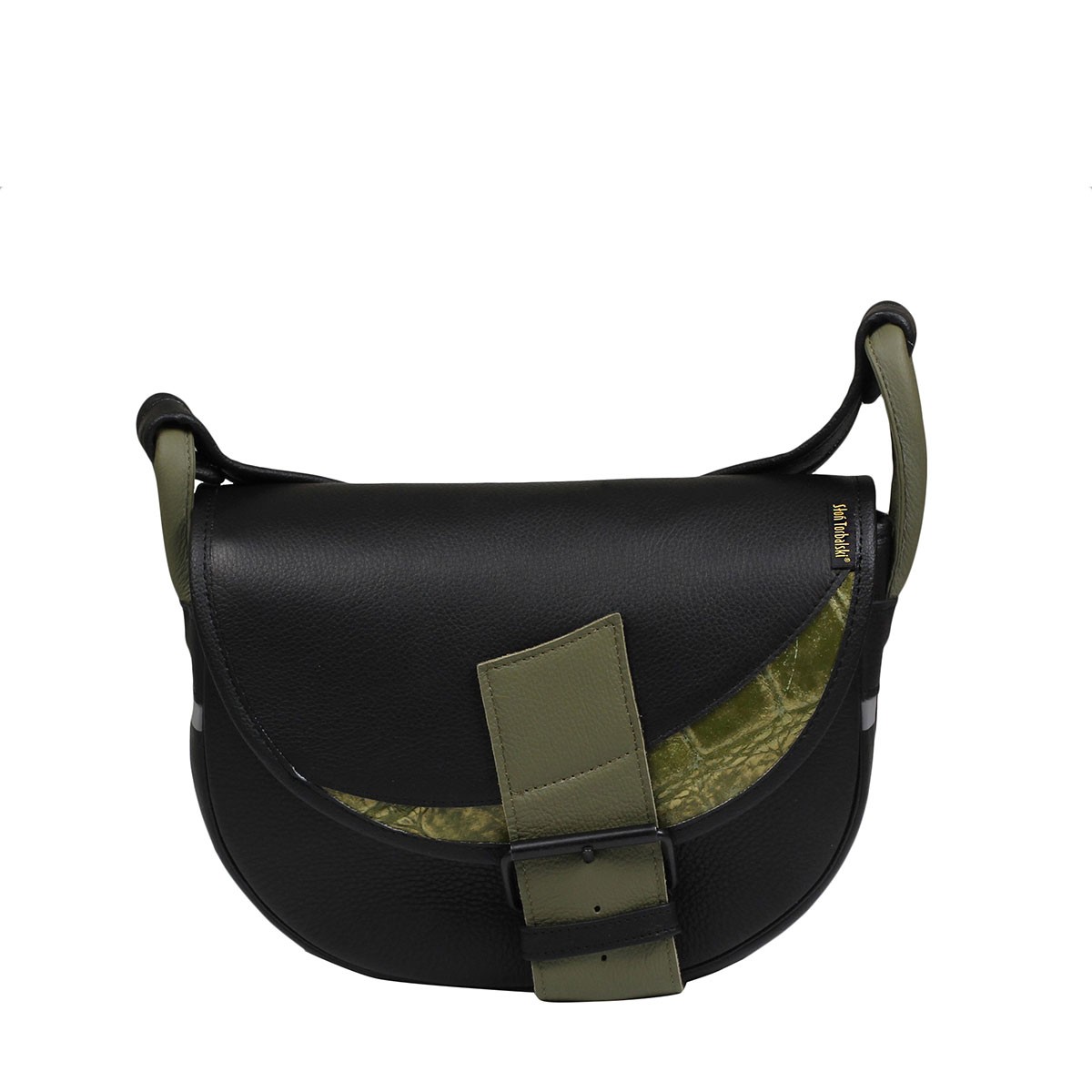 czarno-zielona damska torebka listonoszka skórzana na ramię Freshman Mini