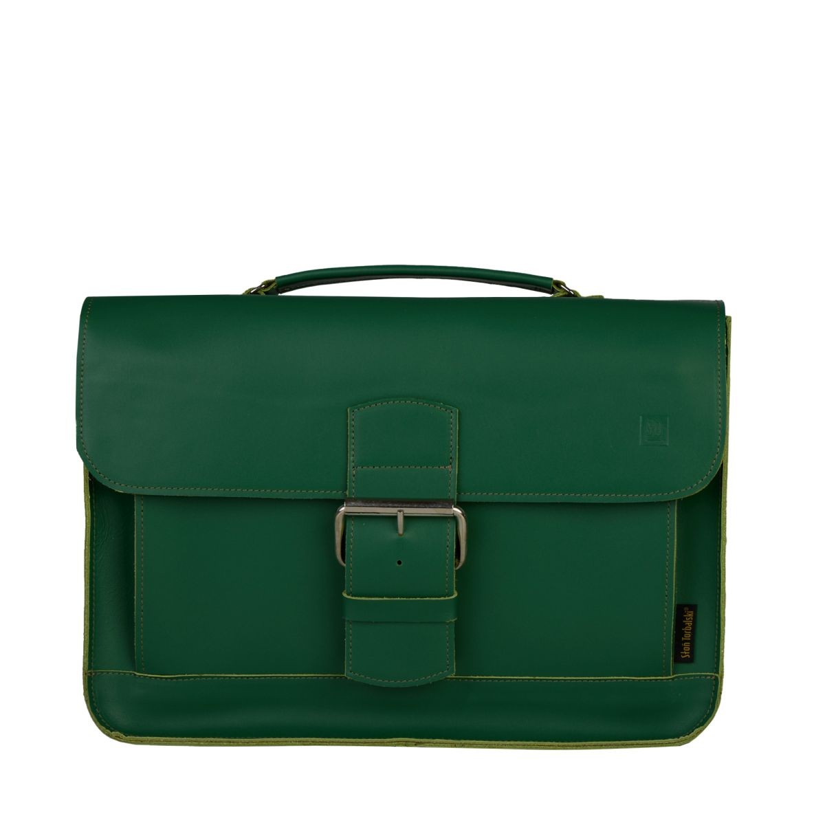 zielona torba skórzana na ramię i do ręki Boston