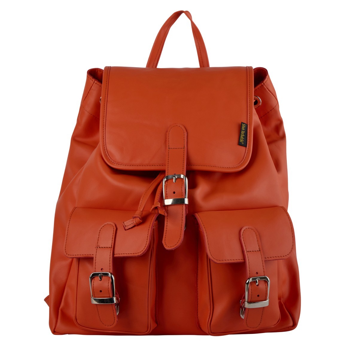 pomarańczowy retro plecak skórzany Klemens