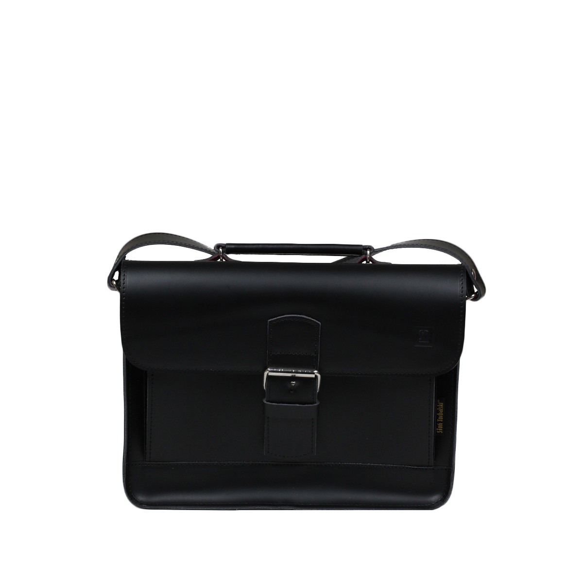 czarna torba skórzana listonoszka na ramię i do ręki Oly