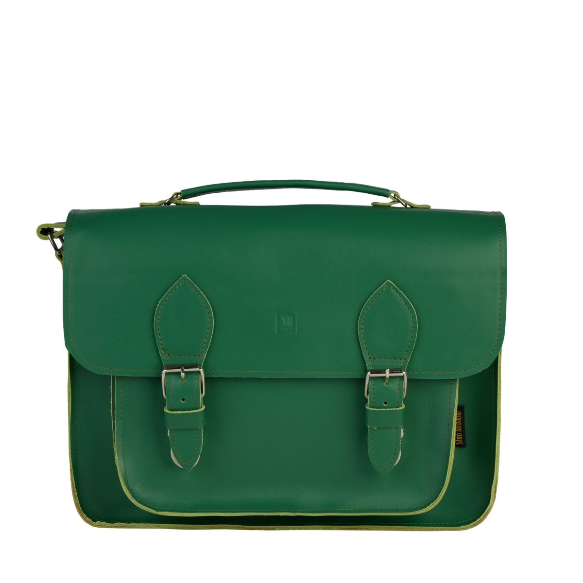 zielona torba skórzana na ramię i do ręki listonoszka Dalia