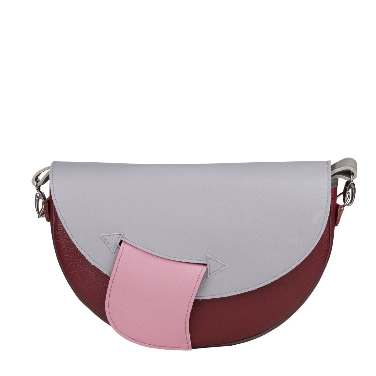 bordowo szara torebka damska skórzana na ramię Moon