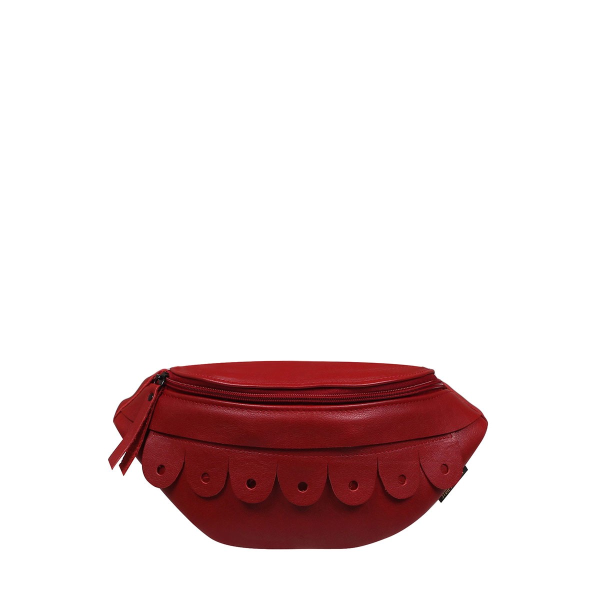 -czerwona nerka damska skórzana z wymiennymi  wstawkami dopinanymi Julia