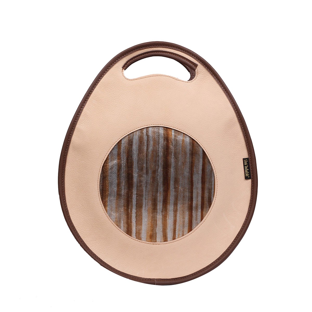 -beżowa torebka damska skórzana z funkcją plecaka  Poly