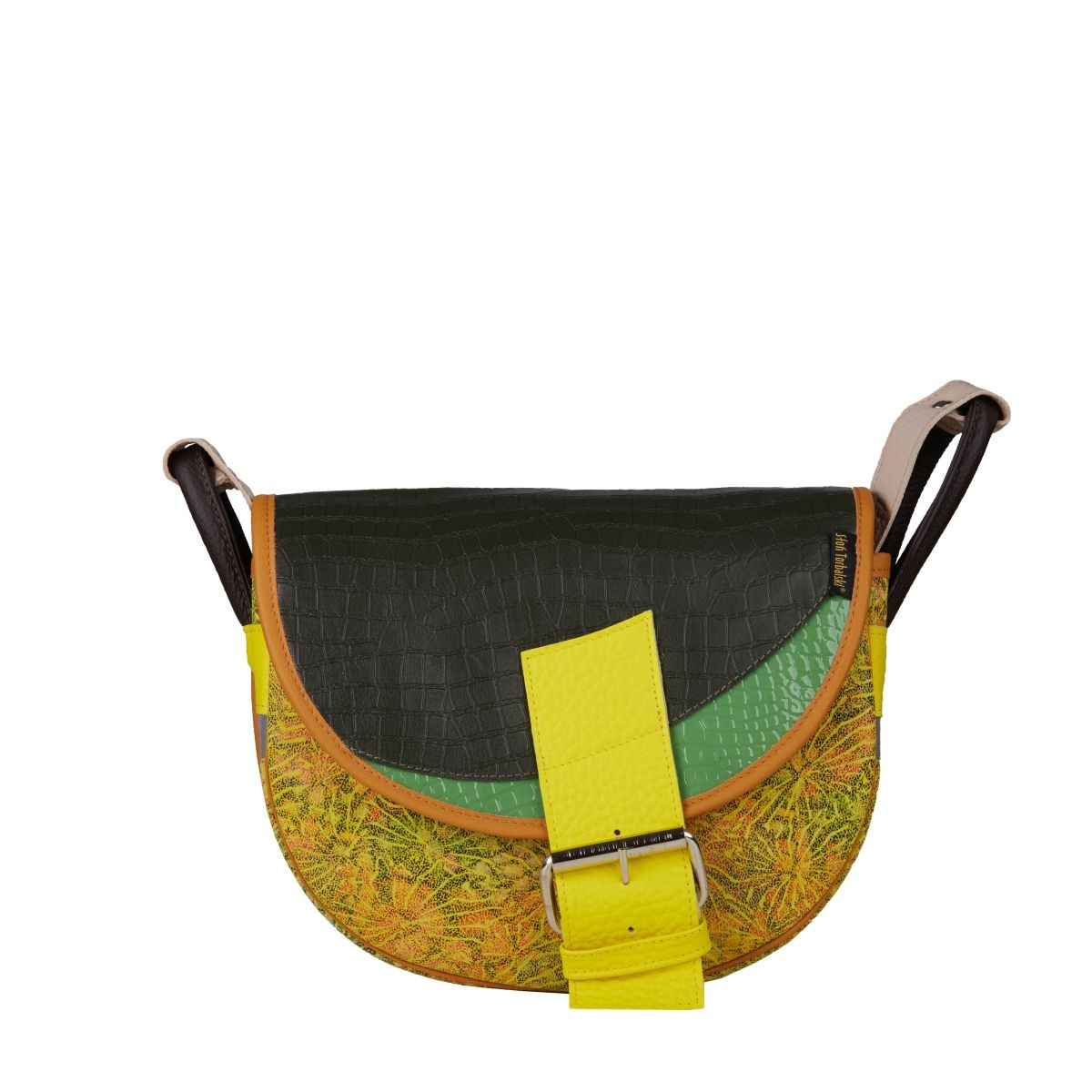 -żółto zielona damska torebka listonoszka skórzana na ramię Freshman Mini