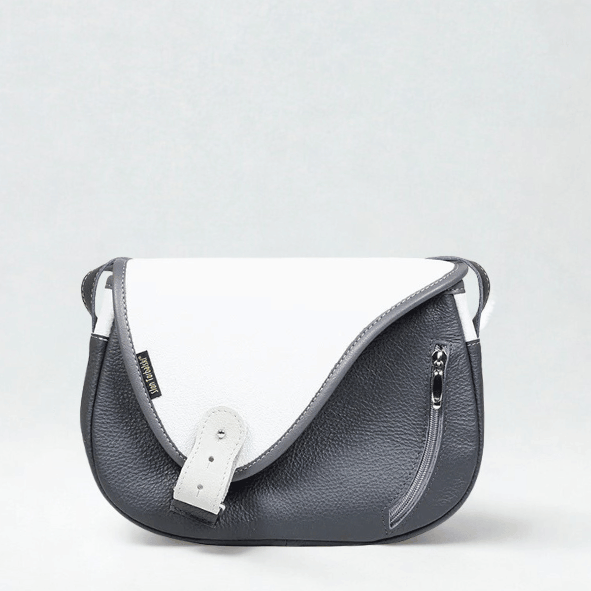 popielato biała torebka damska istonoszka  skórzana na ramię  Mouse