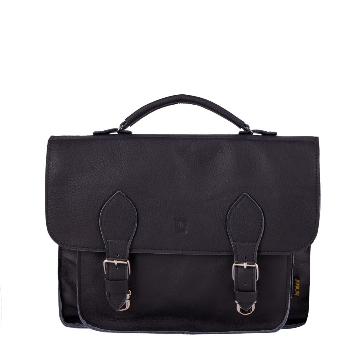 czarna torba skórzana na ramię i do ręki listonoszka Dalia