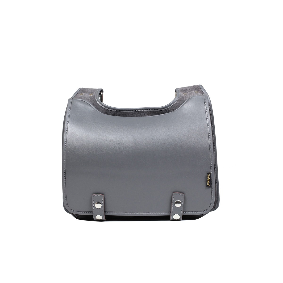 popielata torba skórzana Bookcase na ramię listonoszka popielata