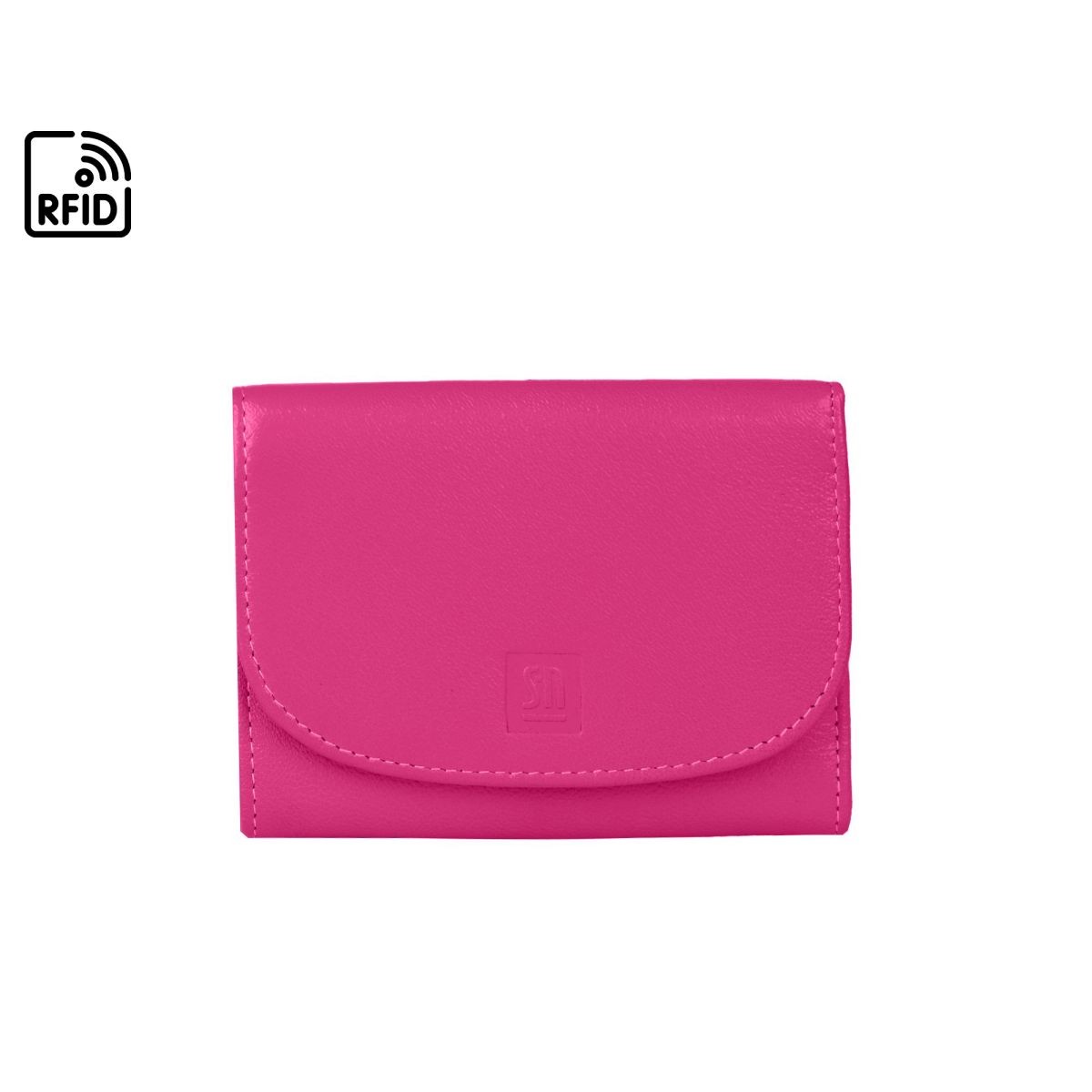 portfel skórzany różowo-fioletowy