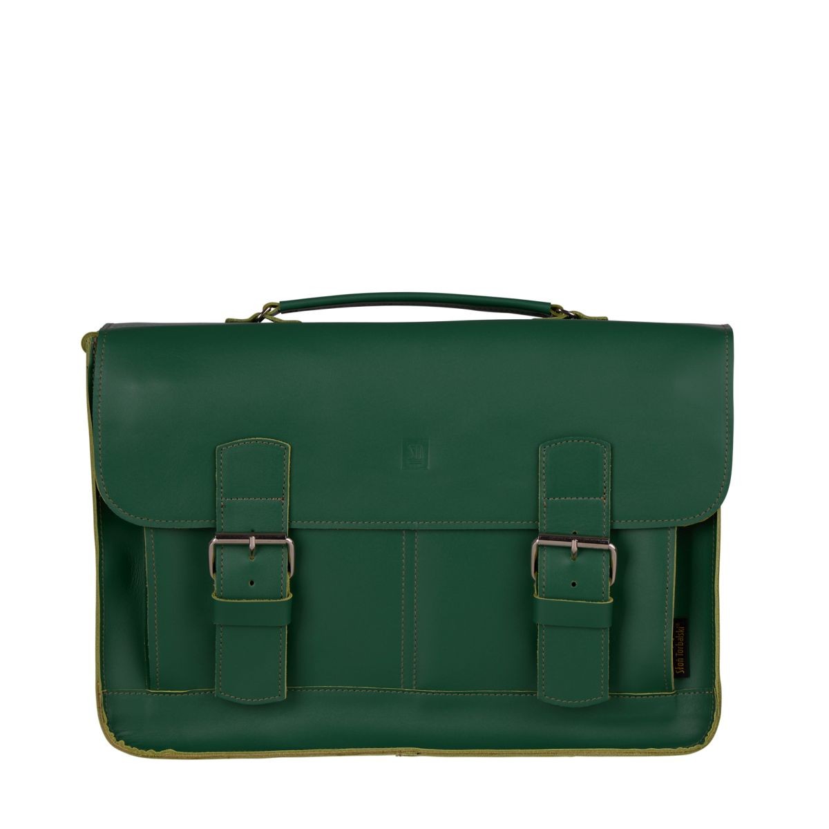 -zielona torba skórzanana ramię i do ręki Brooklyn