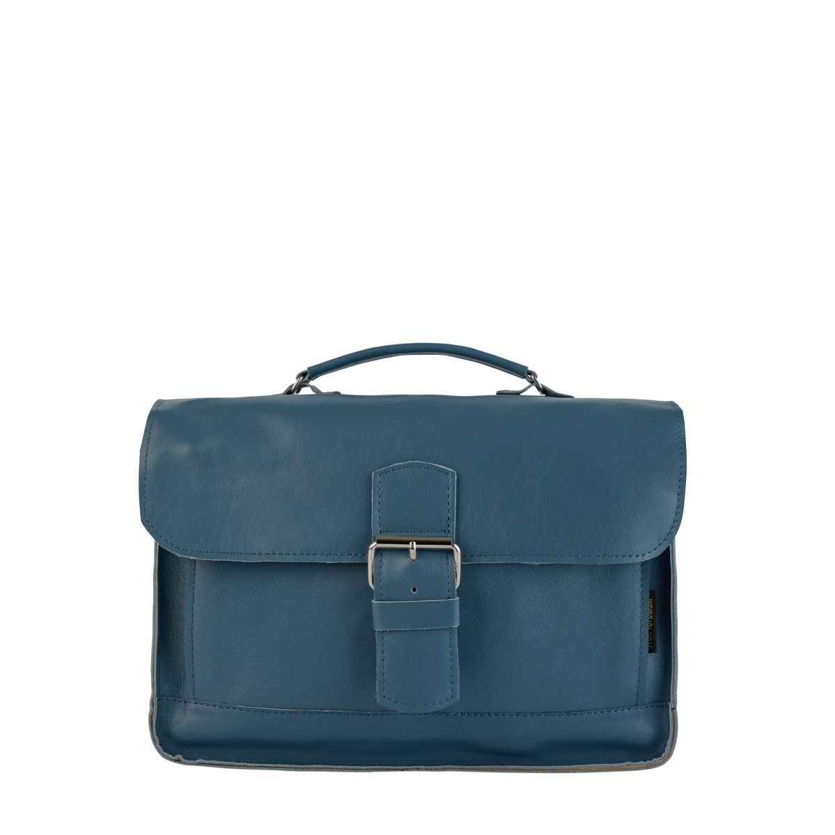 -szaroniebieska  torba skórzana listonoszka na ramię i do ręki  OLY