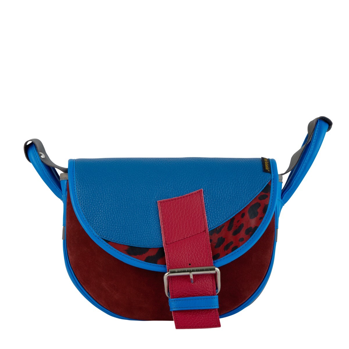 -bordowo niebieska torebka damska skórzana Freshman Mini na ramię listonoszka