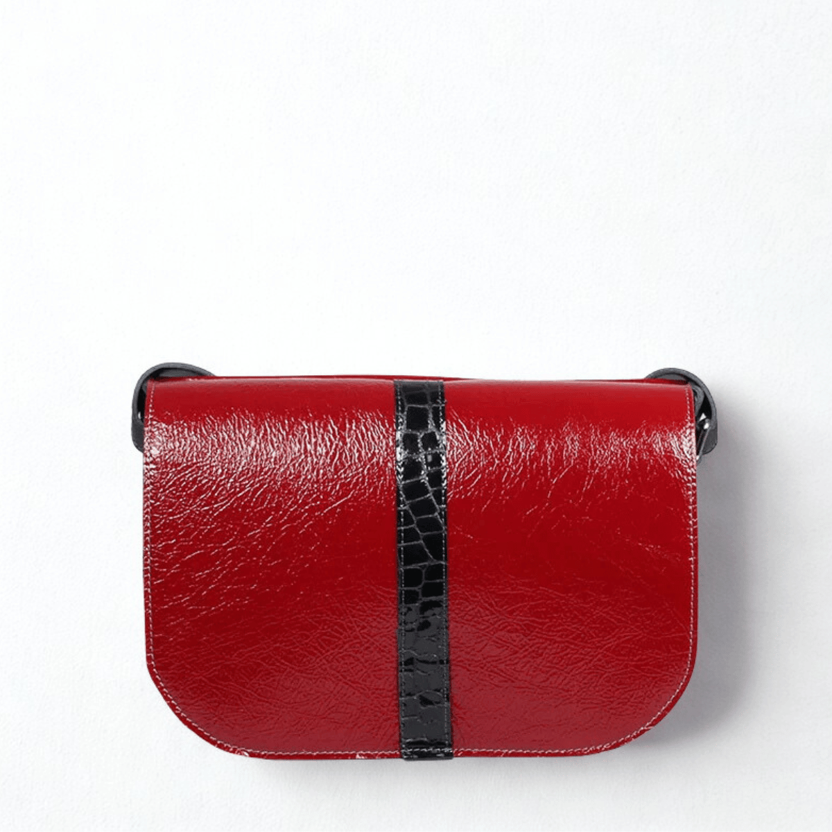 czarno czerwona torebka damska skórzana na ramię  Emma