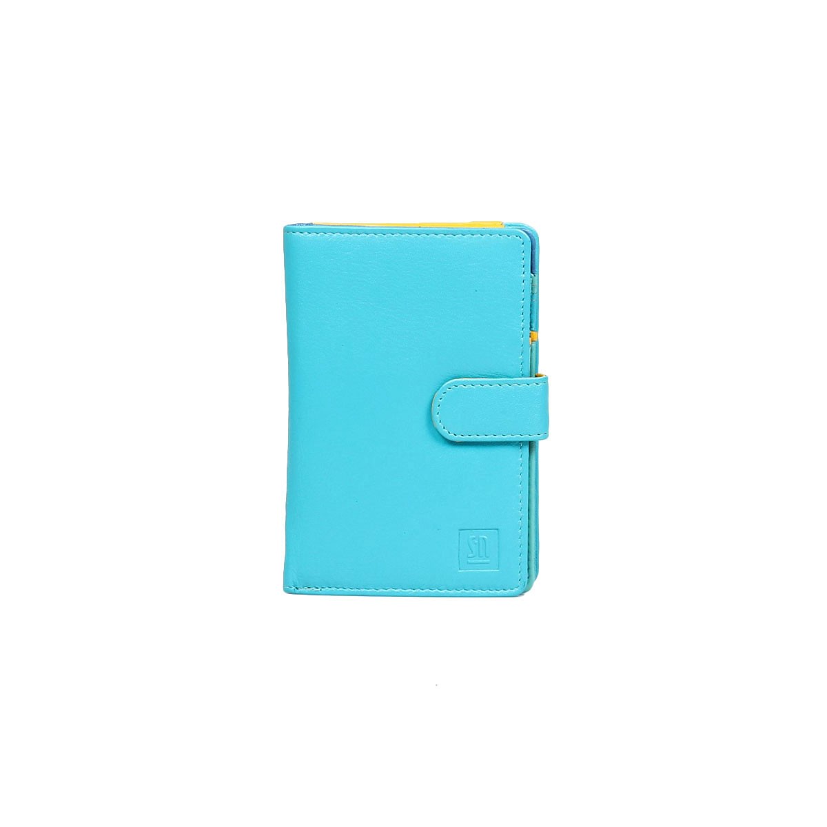 -niebieski portfel skórzany unisex z kolorowym wnętrzem