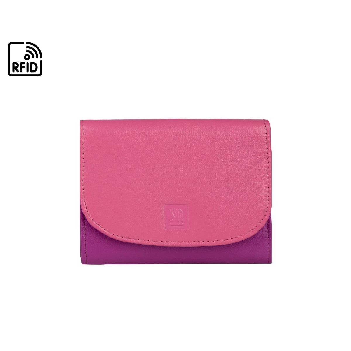 fioletowo-różowy mały portfel skórzany