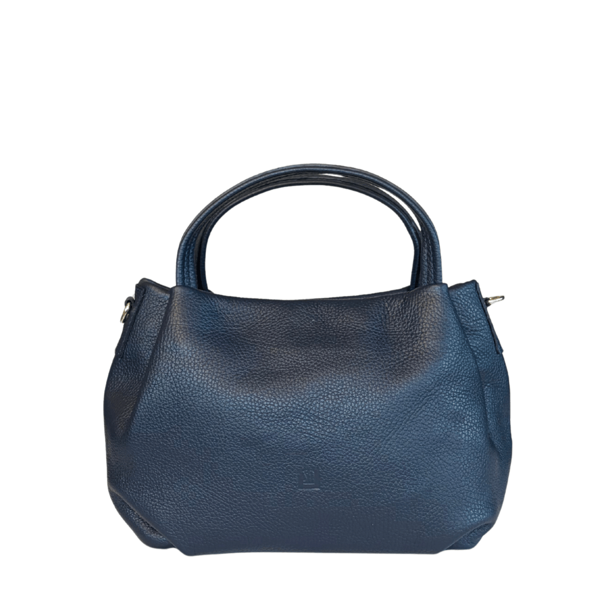 granatowa torebka skórzana damska z odpinanym długim paskiem