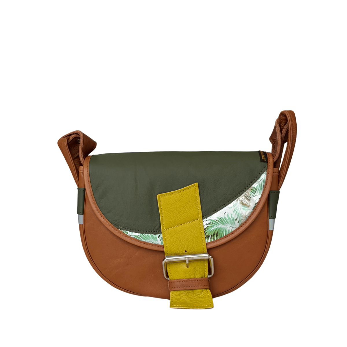 brązowo-zielona torebka listonoszka skórzana na ramię Freshman Mini