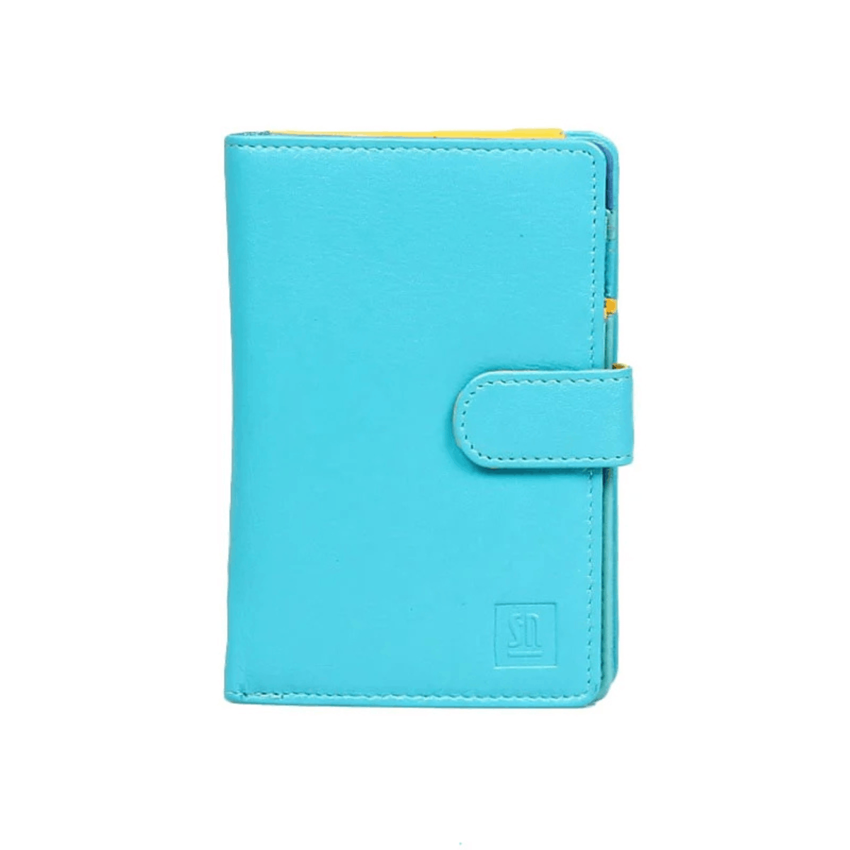 -niebieski portfel skórzany unisex z kolorowym wnętrzem