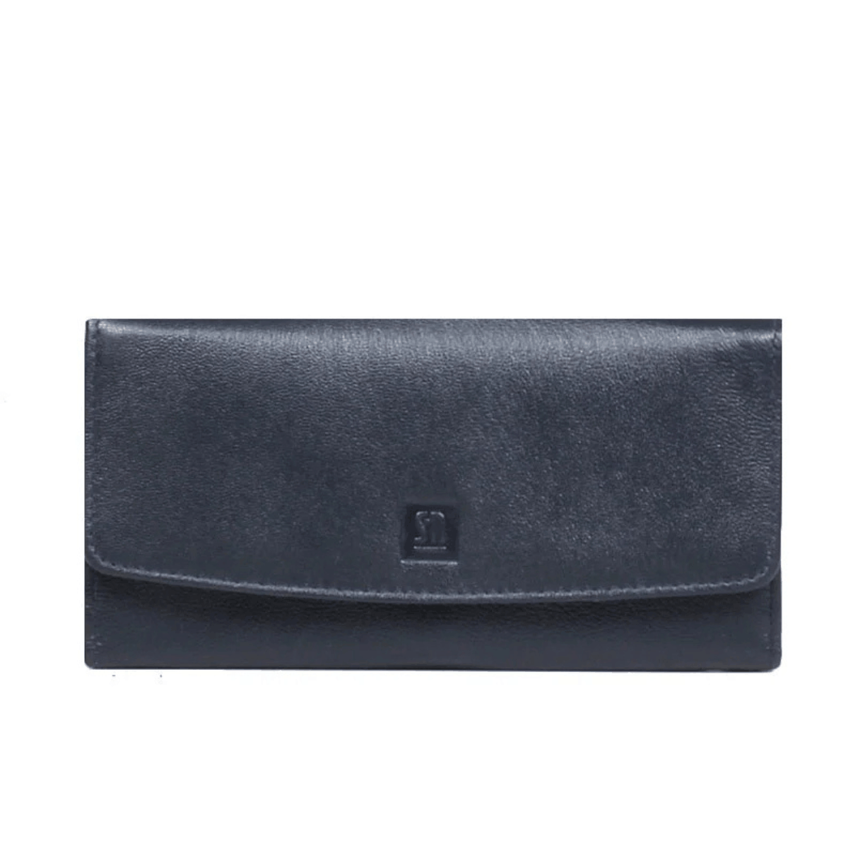 -portfel skórzany czarny z niebieskim wnętrzem