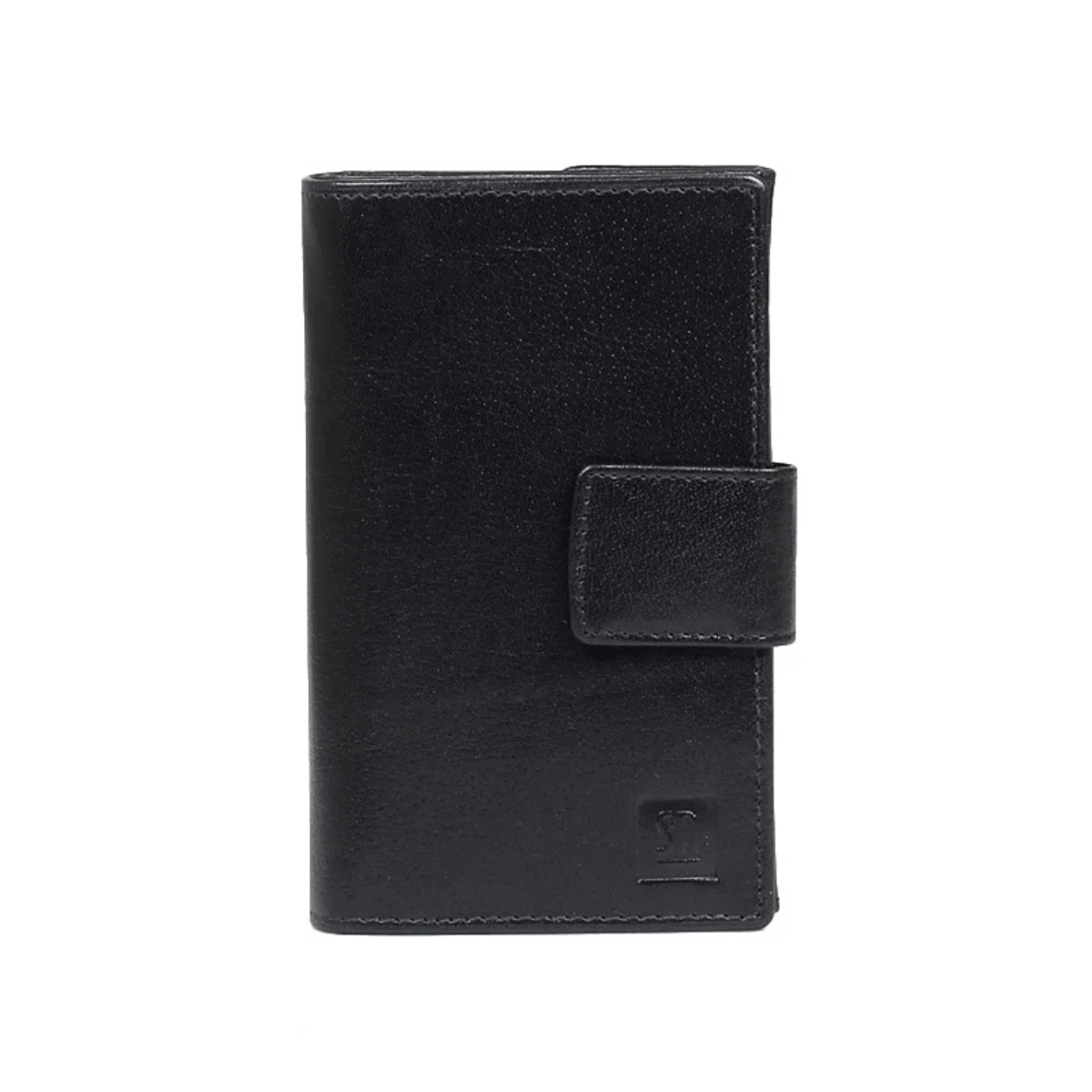 czarny portfel skórzany unisex KLASYCZNY z zapięciem