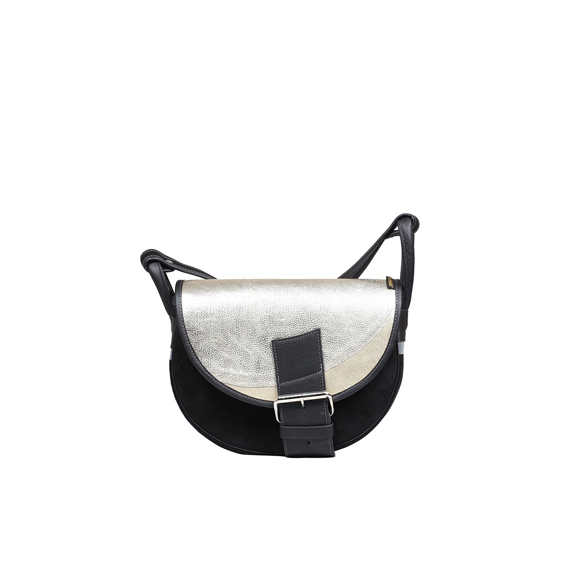 torebka damska skórzana Freshman Mini na ramię listonoszka czarno-złota