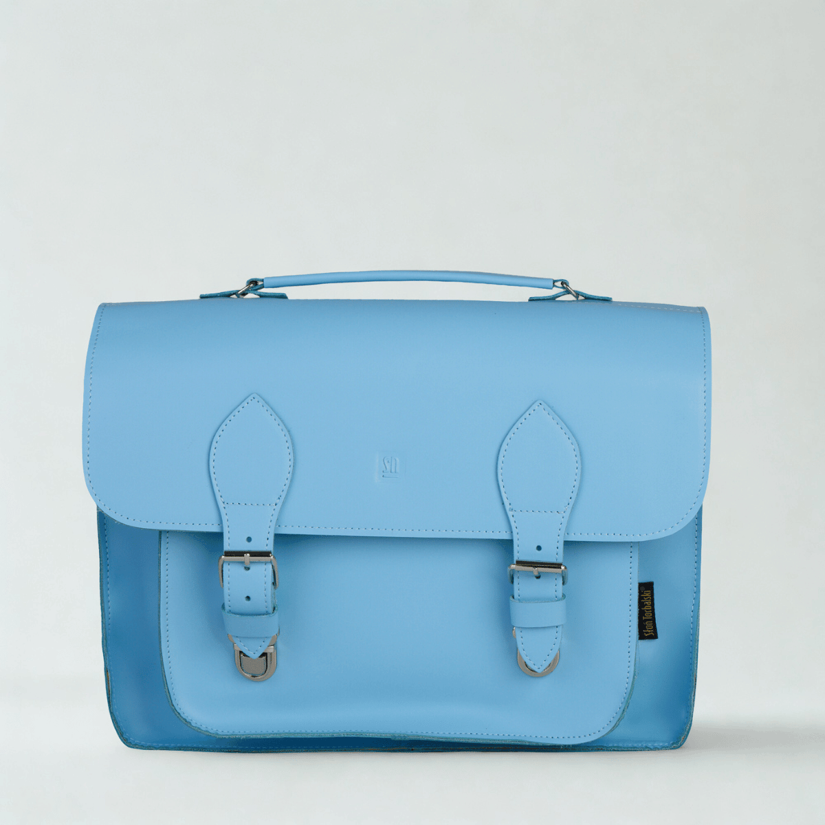 niebieska torba skórzana na ramię i do ręki listonoszka Dalia