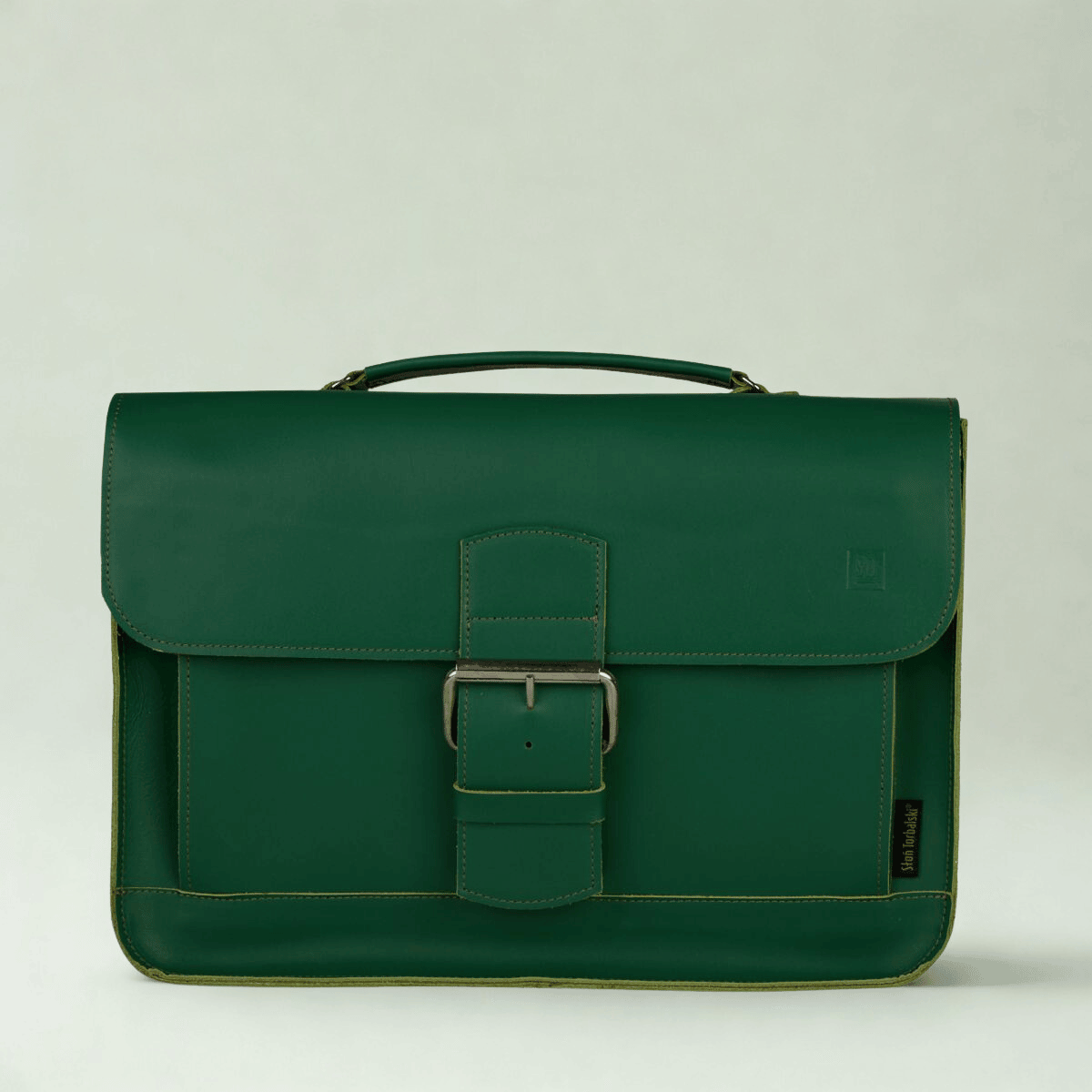 zielona torba skórzana na ramię i do ręki Boston