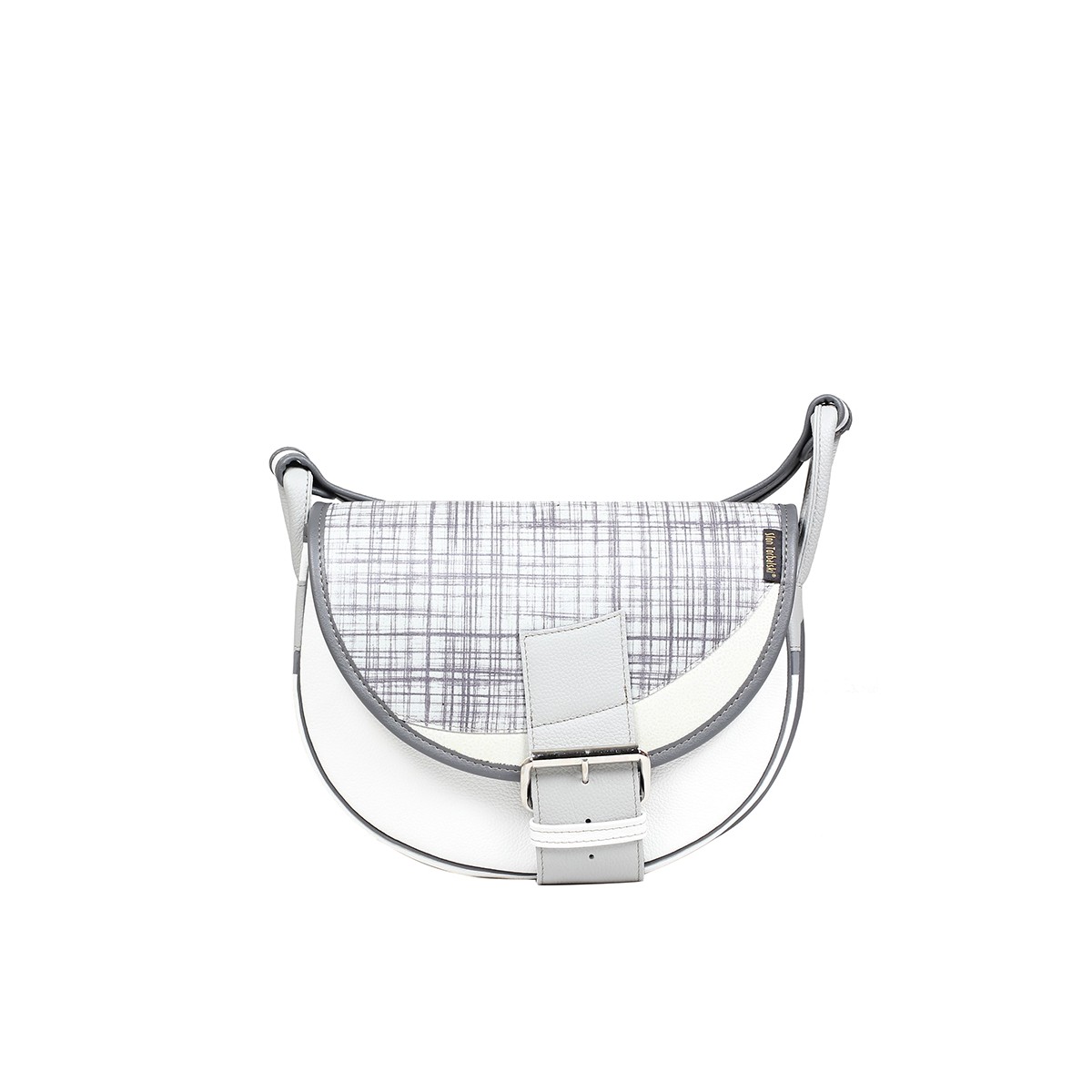 torebka damska skórzana Freshman Mini na ramię listonoszka biało-popielata