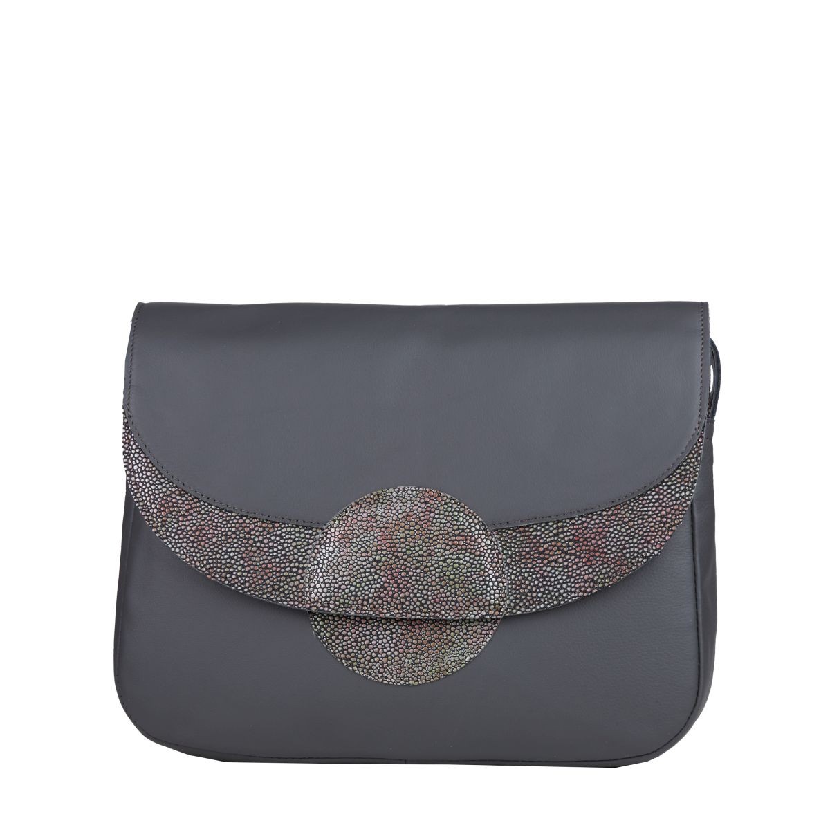 popielata torebka damska skórzana na ramię Rainbow