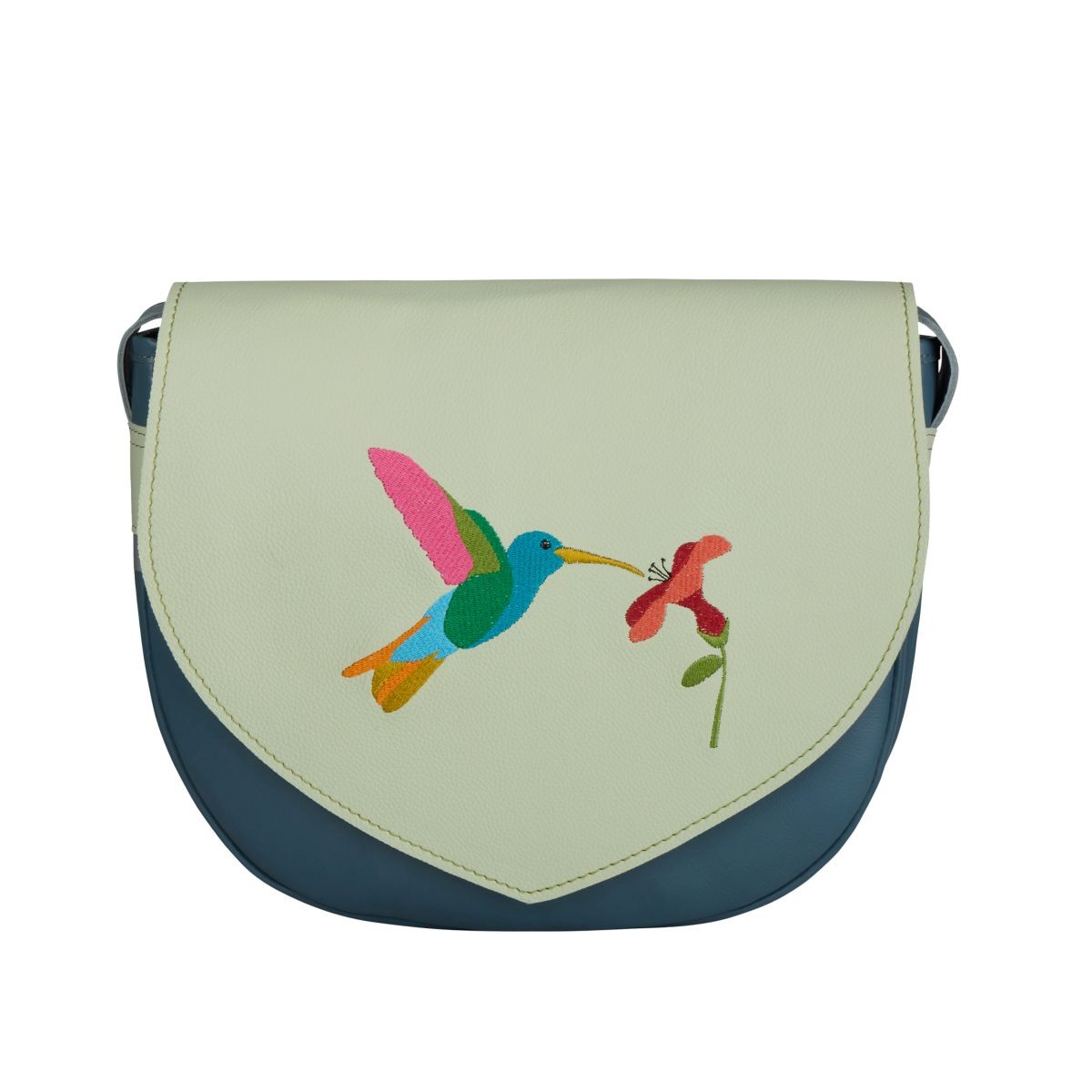 niebiesko zielona torebka damska skórzana Birdy na ramię