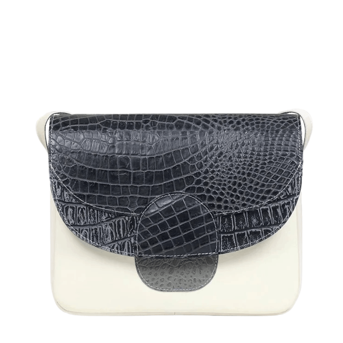 torebka damska skórzana Rainbow na ramię biało-popielata