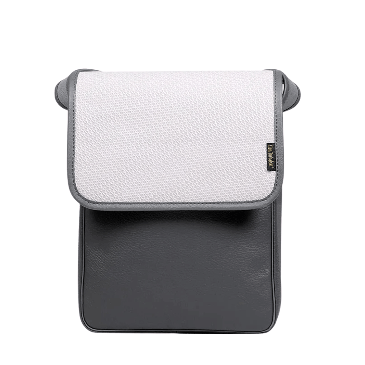 torba skórzana Master na ramię beżowo-popielata