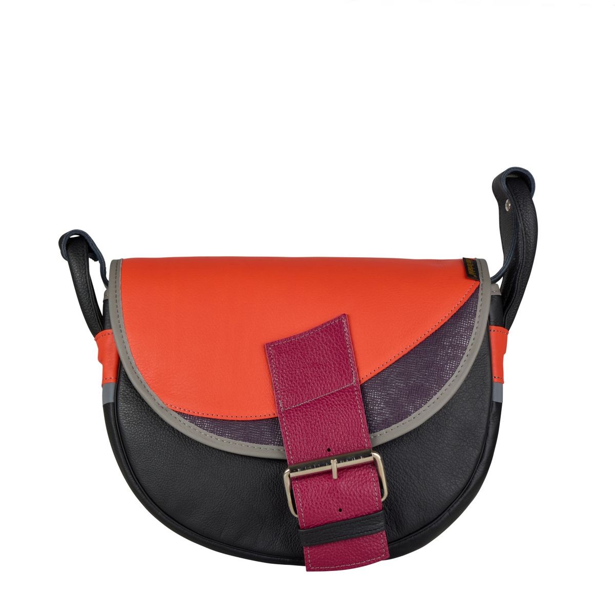 czarno pomarańczowa damska torebka listonoszka skórzana na ramię Freshman Mini