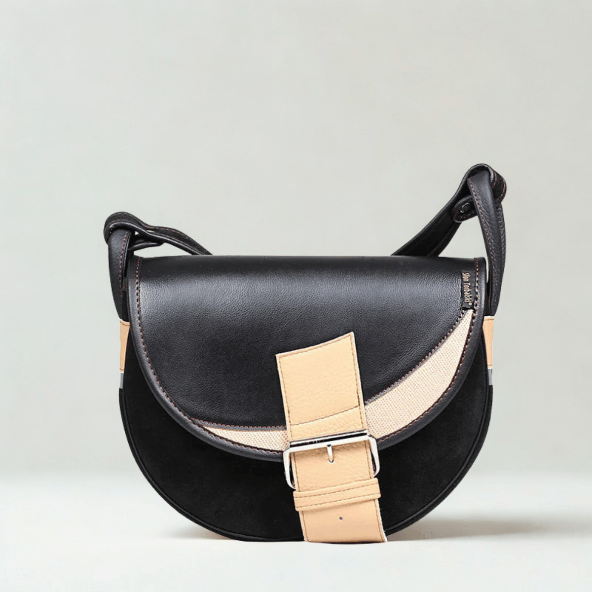 torebka damska skórzana Freshman Mini na ramię listonoszka czarno-żółta