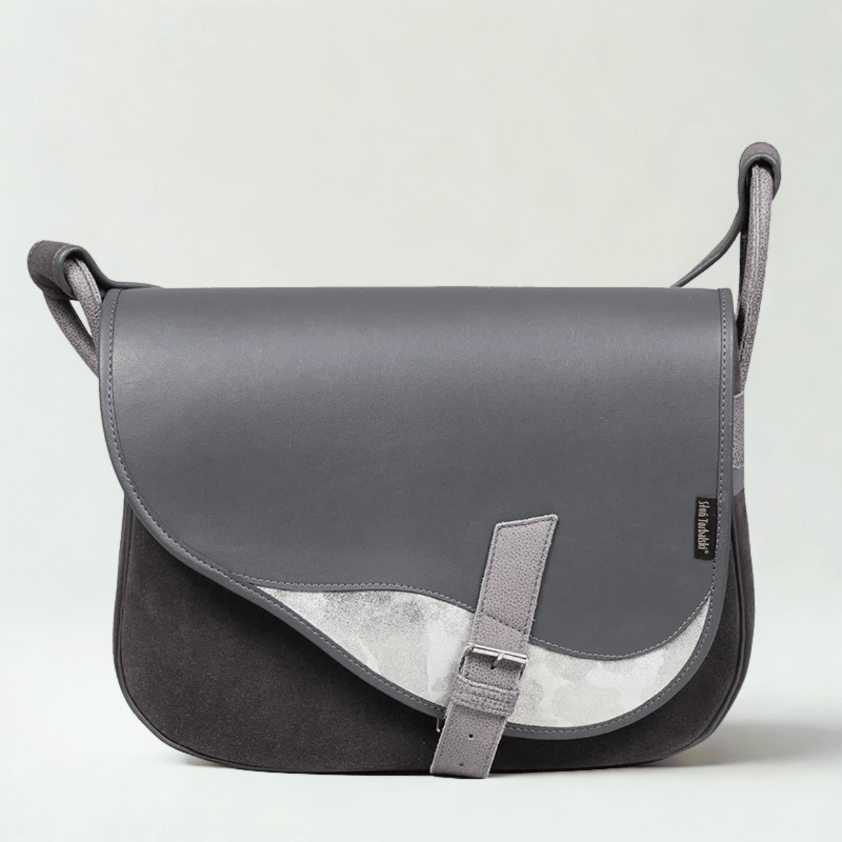 torebka damska skórzana Freshman na ramię listonoszka szara