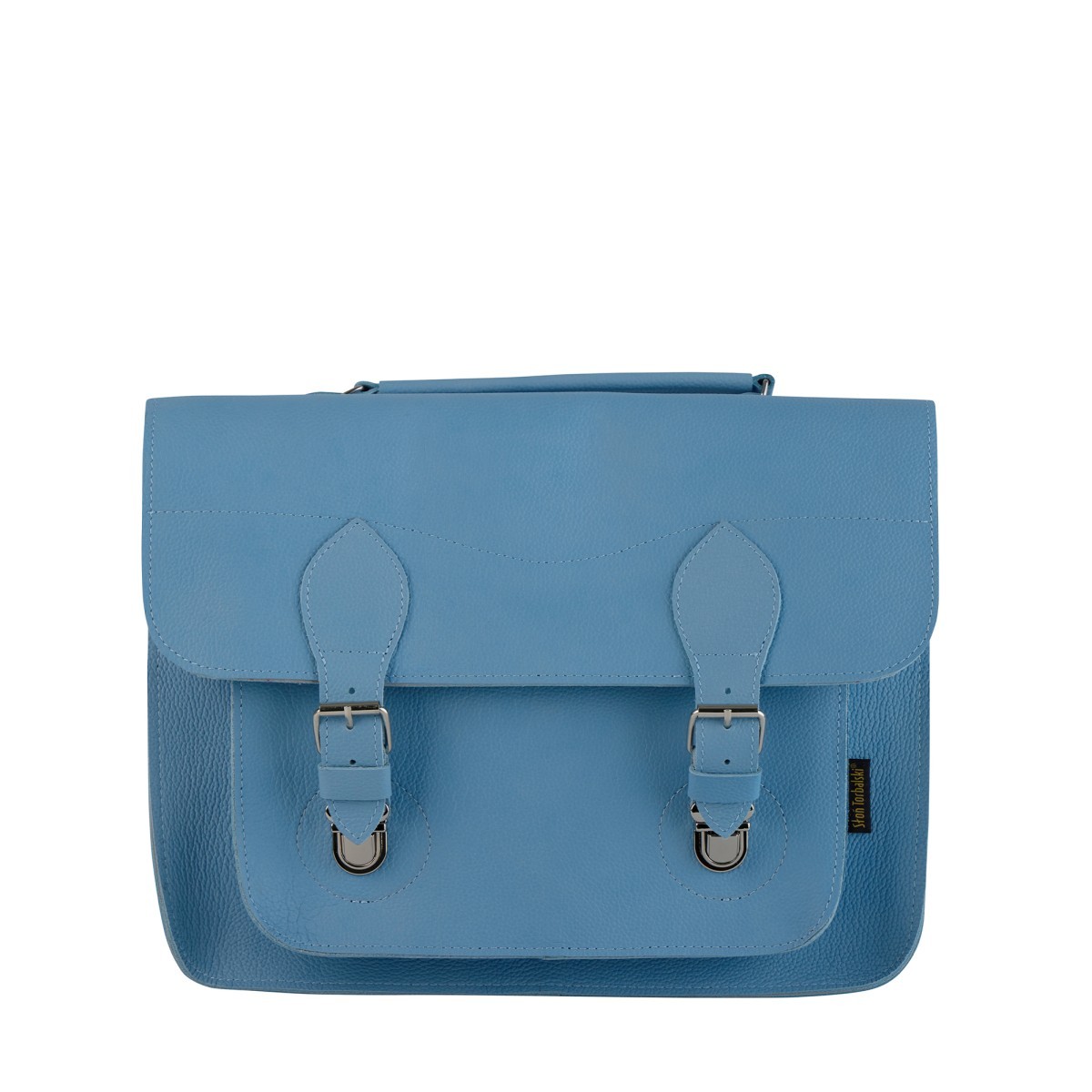 niebieska torba skórzana na ramię i do ręki listonoszka Dalia